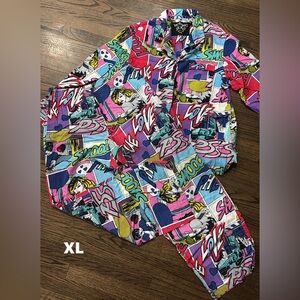 Vintage 1990's Victoria Secret Flannel Comic Pajamas. Size XL.  2 piece set. 